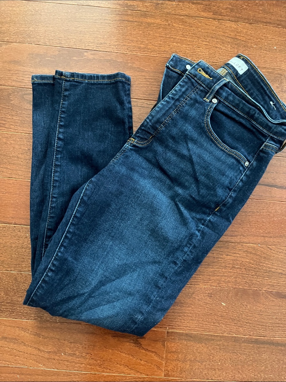 LOFT women’s Dark Indigo curvy Straight Jeans - Picture 1 of 5